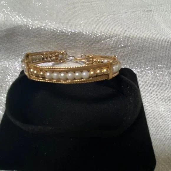 NWOT 14K Artisan Hand Crafted Genuine Pearl Bracelet Wire Wrapped - Picture 4 of 5